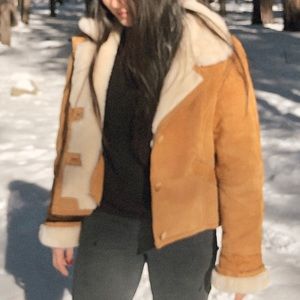 Vintage leather fur jacket